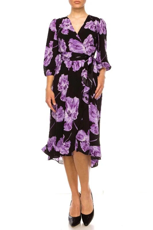 Maison Tara 91722M - Floral Printed A-Line Formal Dress