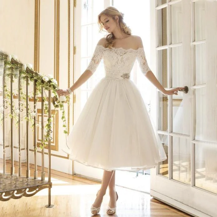 White Tulle Off The Shoulder Sexy Short Dresses