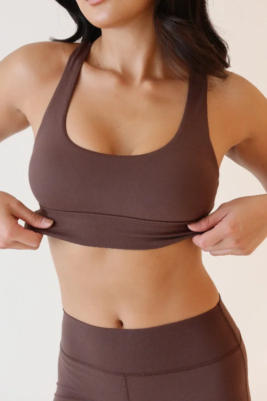 Thea Racerback Crop Top - Dark Chocolate