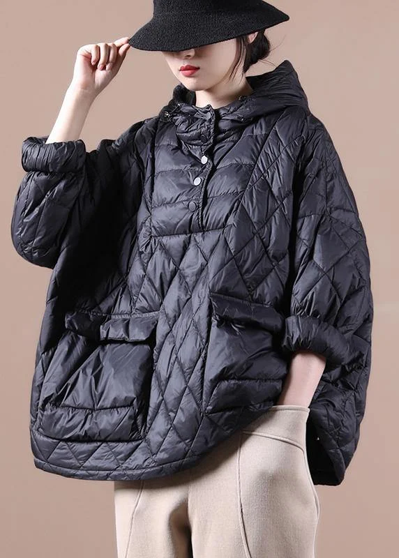 2024 Loose Fitting Winter Jacket Hooded Black Pockets Down Coat-(free Shipping+limited Stock)