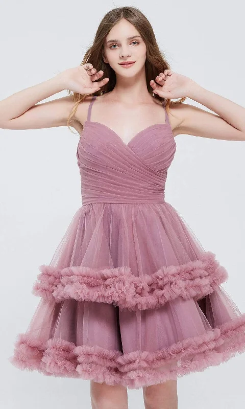 J'Adore Dresses - J20080 Tulle-Made Tier Short Dress