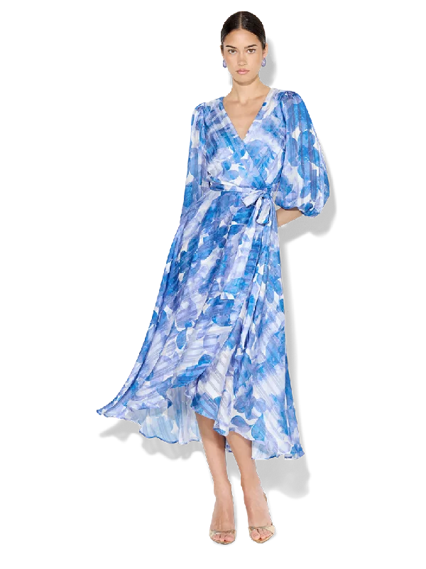 Salina Sapphire Floral Print Wrap Dress