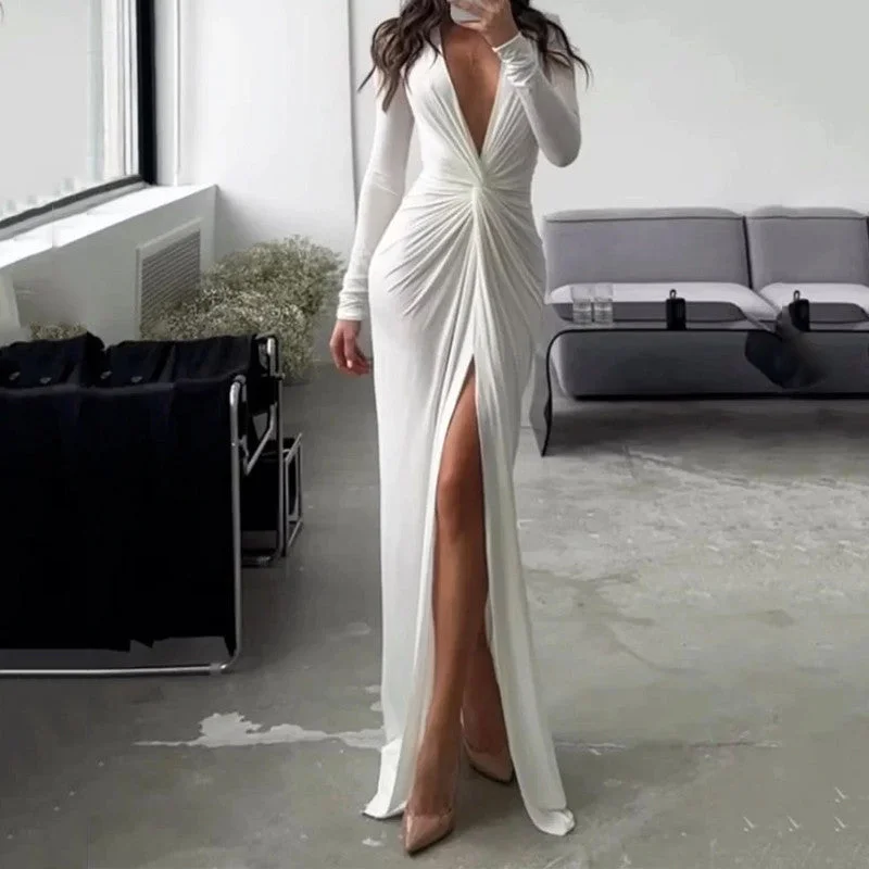 Sexy V Neck Long Sleeves Sheath Dresses