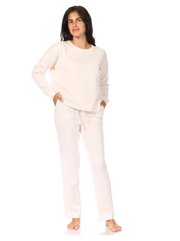 Women's "LOVE LOVE LOVE" Long Sleeve Pullover Sweatshirt and Drawstring Sweatpants Lounge Set