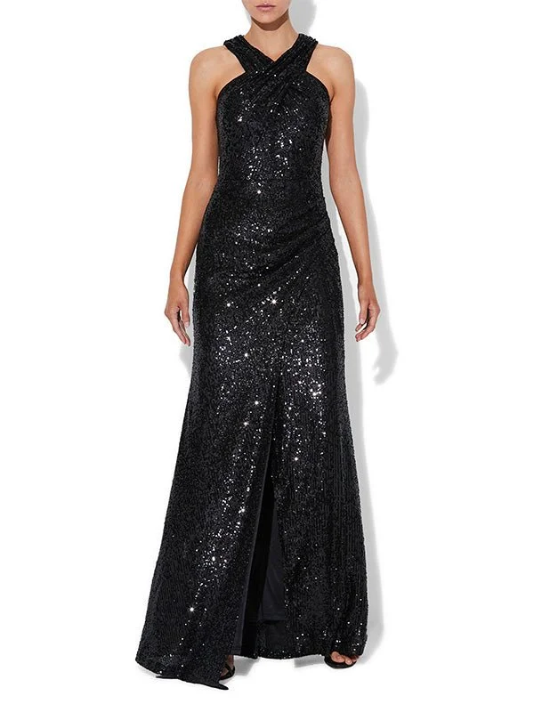 Elsa Black Sequin Gown