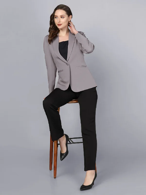 Notch Collar Stretch blazer- Grey