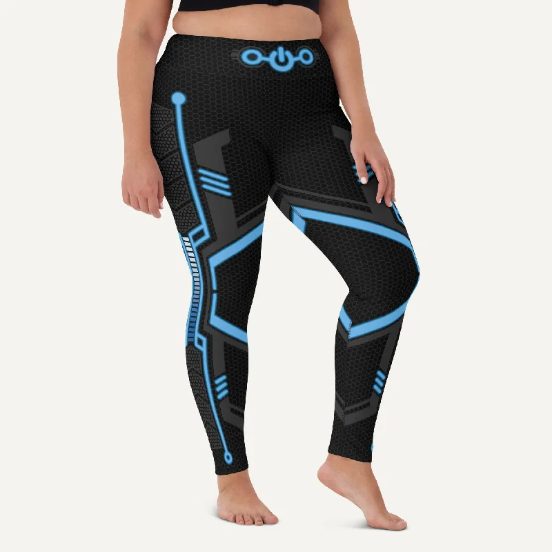 Futuristic Sci-Fi Blue High-Waisted Leggings