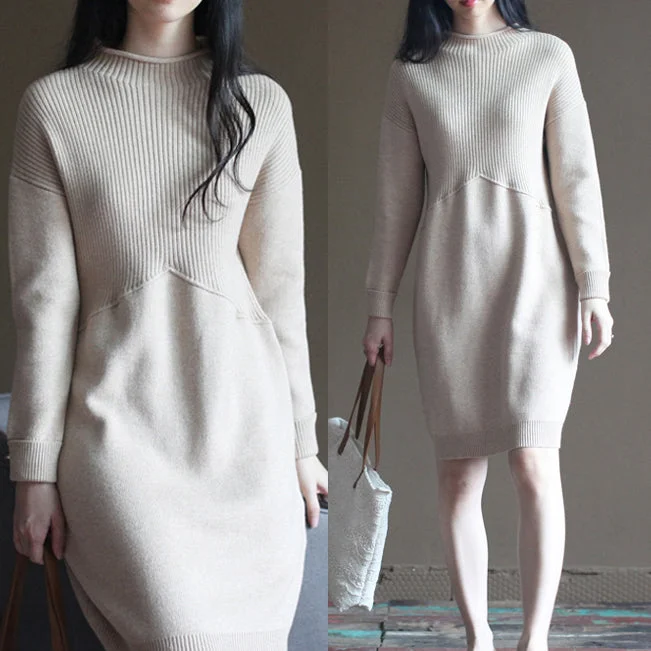 nude winter casual the rabbit wool blended knit dresses loose vintage patchwork sweater dress