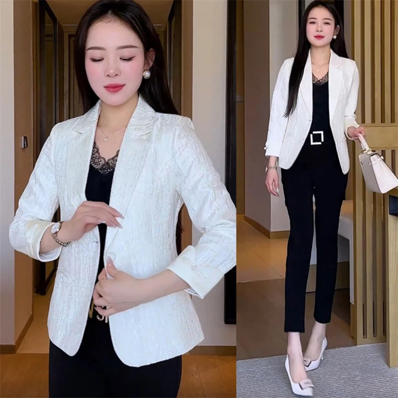 Women's Notched Collar Long Sleeve Single Breasted Casual Blazer