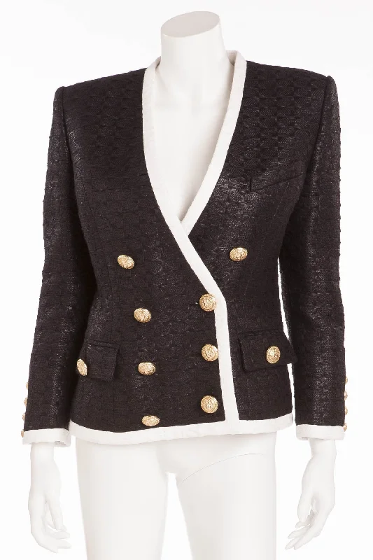 Balmain - Black Blazer White Trim Gold Buttons - FR 40