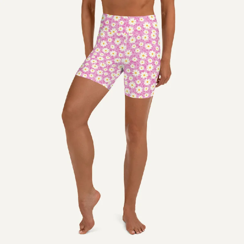 Summer Daisies Pink High-Waisted Shorts