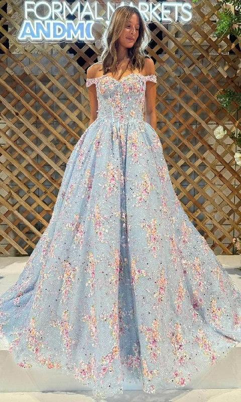 Urban Heritage Portia and Scarlett PS25270 - Floral Off-Shoulder Ballgown