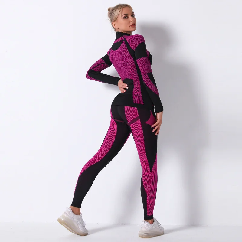 Fashion Striped Knitted Sports Suits for Women