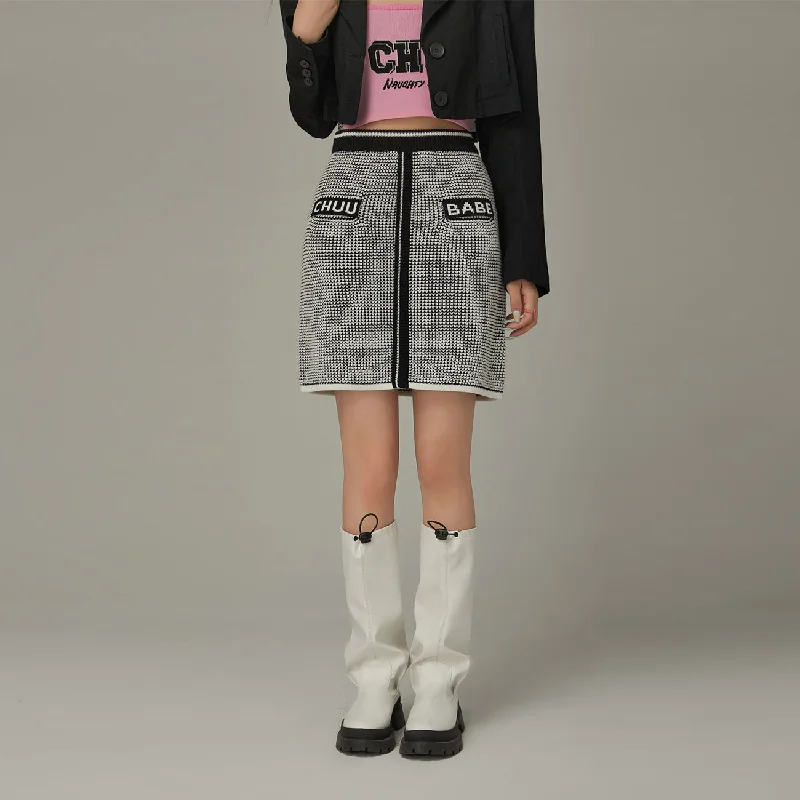 Versatile Pants Logo Jacquard Knit Skirt
