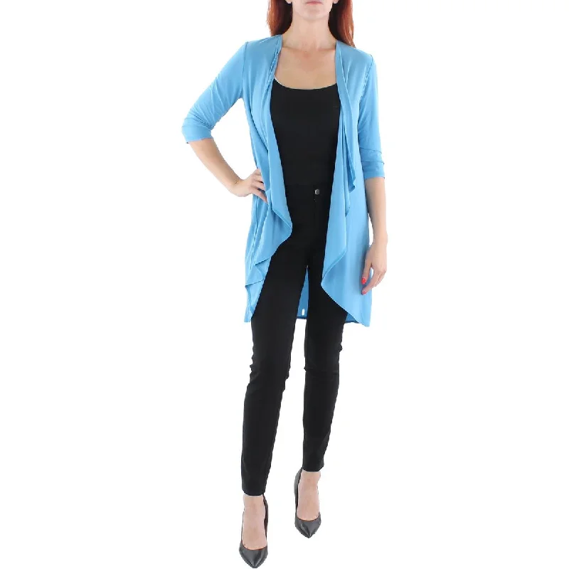 R&M Richards Womens Petites Knit Drapey Duster Blazer