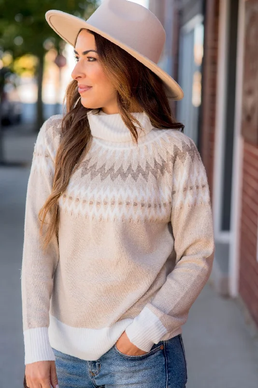 Fair Isle Cowl Neck Sweater