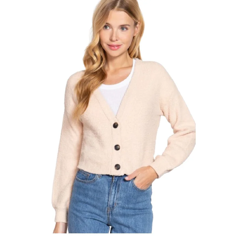 Long Slv V-neck Sweater Cardigan