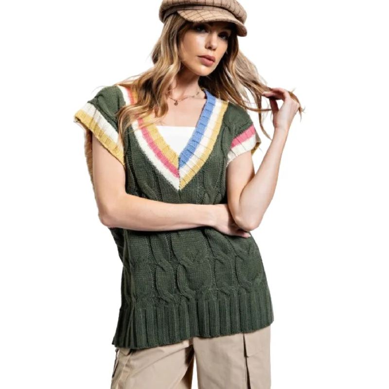 Multi Color Knitted Sweater Vest