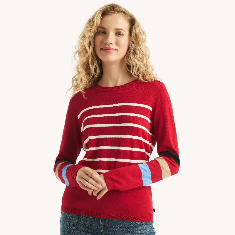 Nautica Womens Striped Crewneck Sweater