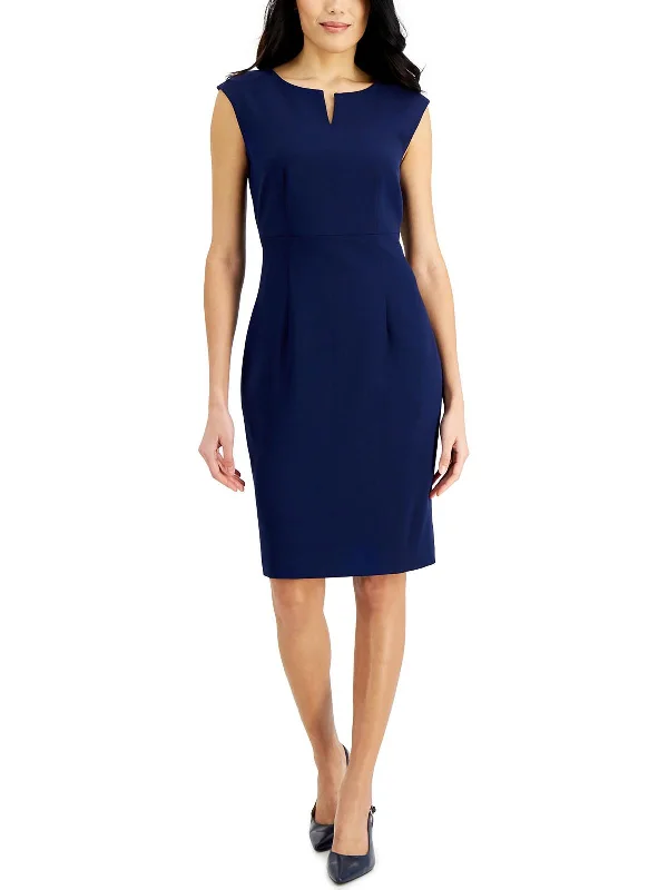 Petites Womens Seamed Sheath Wear to Work Dress