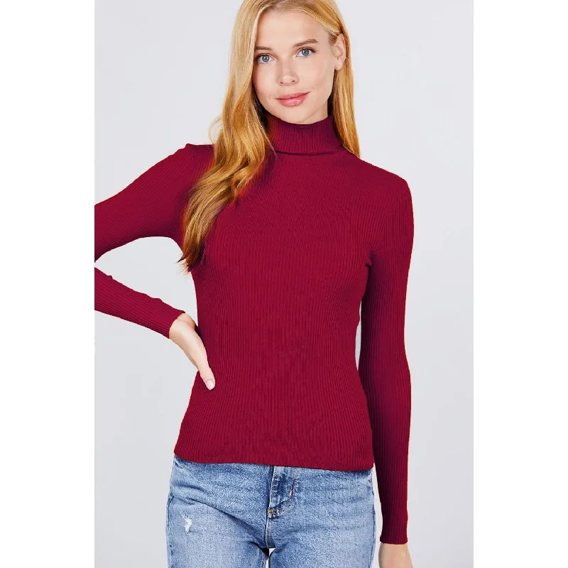 Turtle Neck Viscose Rib Sweater