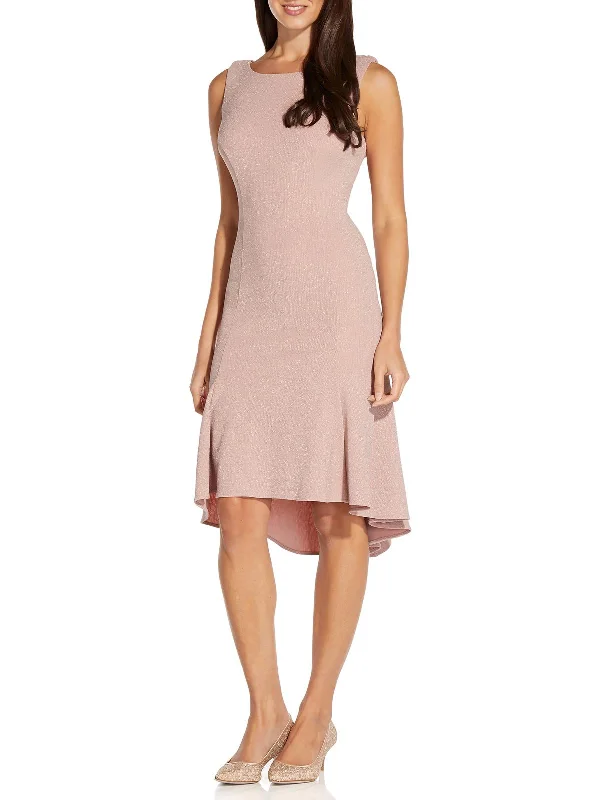 Womens Metallic Knee Length Fit & Flare Dress