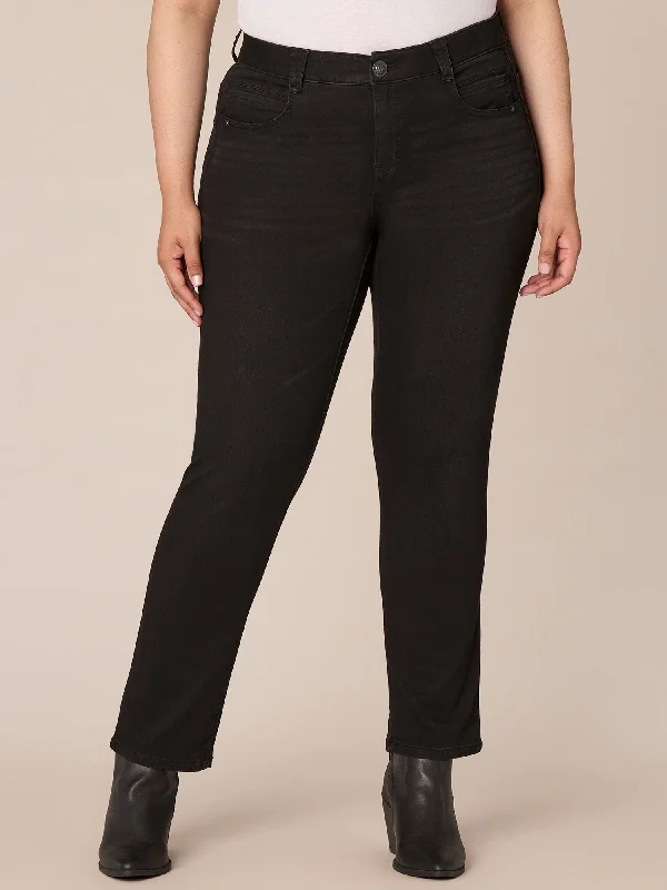 "Ab"solution® Booty Lift Black Denim Straight Leg Plus Jeans