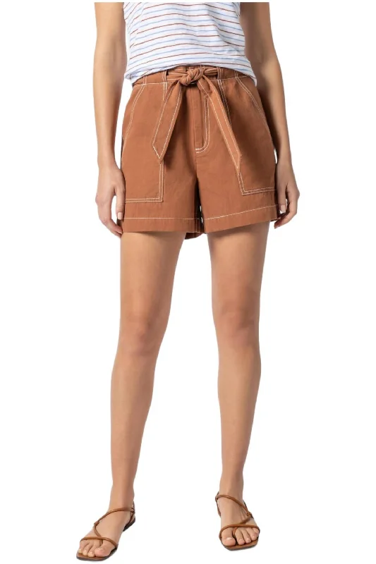 Belted Canvas Short In Bronze