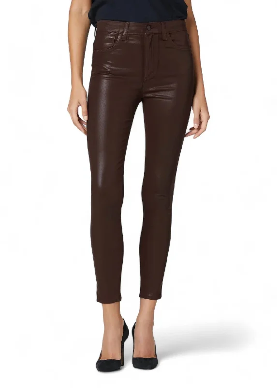 Charlie Ankle Coated Skinny Jean In Dark Coco Bean