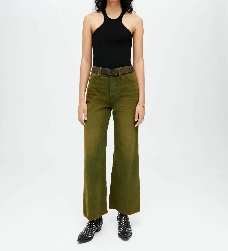 Cropped Flare Jeans In Fern Green