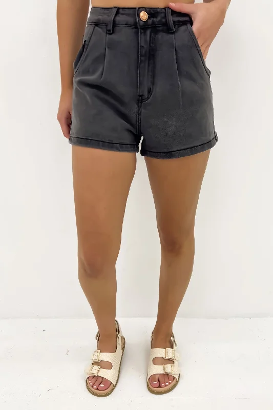 Ezrah Denim Short Washed Black