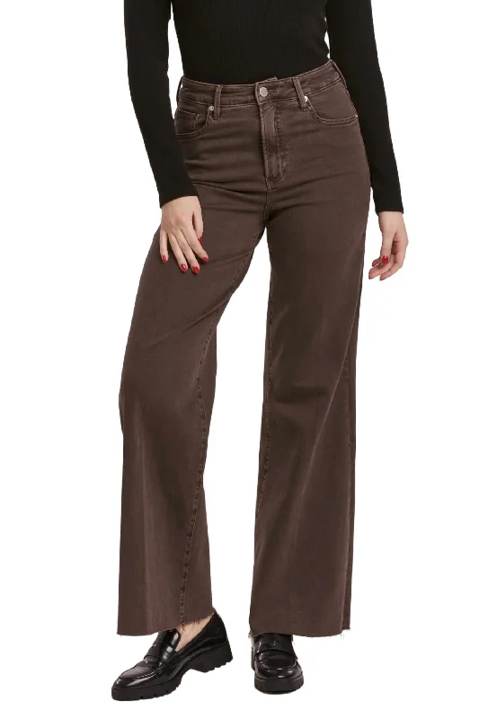 Fiona High Rise Wide Leg Pant In Mocha Brown