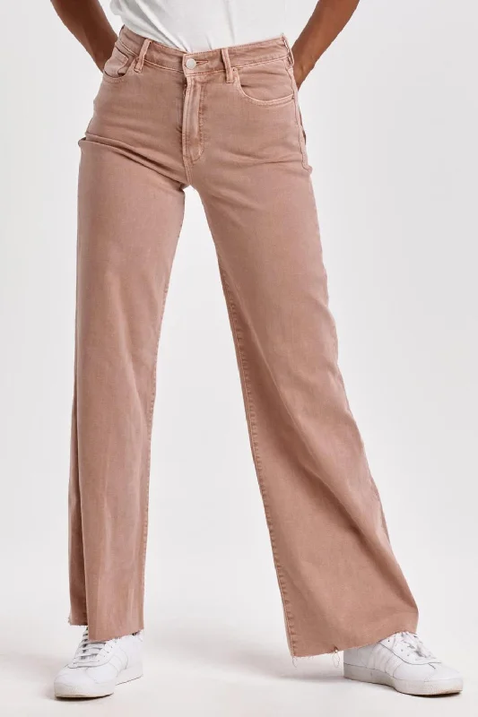 Fiona Midrise Wide Leg Pants In Italian Clay