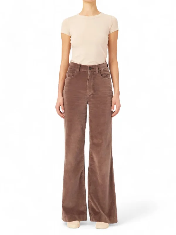 Hepburn Velvet Wide Leg Jean In Pearl Grey