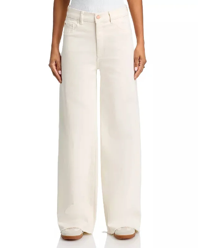 Hepburn Wide Leg High Rise Vintage Jeans In Eggshell