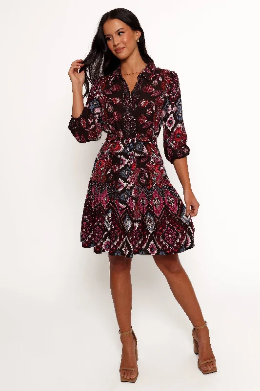 Mandy Long Sleeve Mini Dress - Chocolate Brown