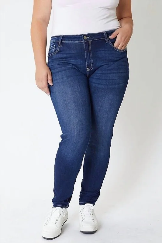 Plus Mid Rise Super Skinny Jeans In Dark Wash