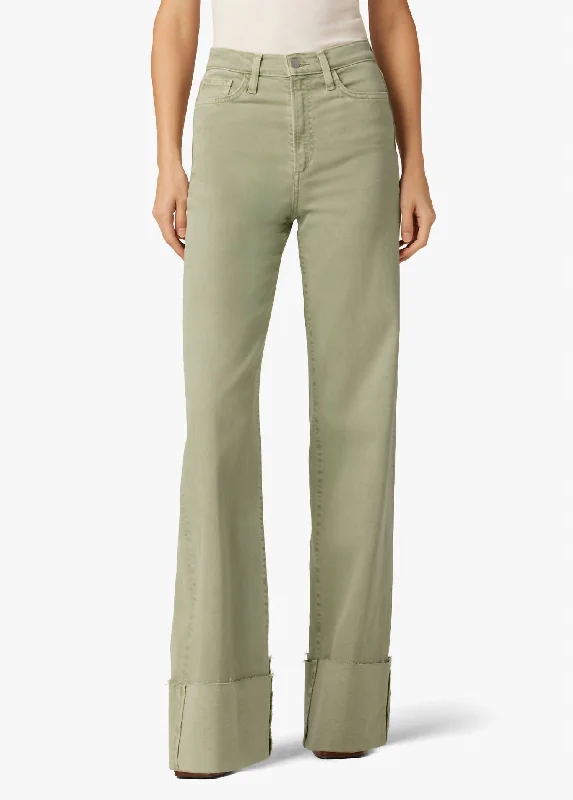 The Mia High Rise Wide Leg Jean In Khaki Green