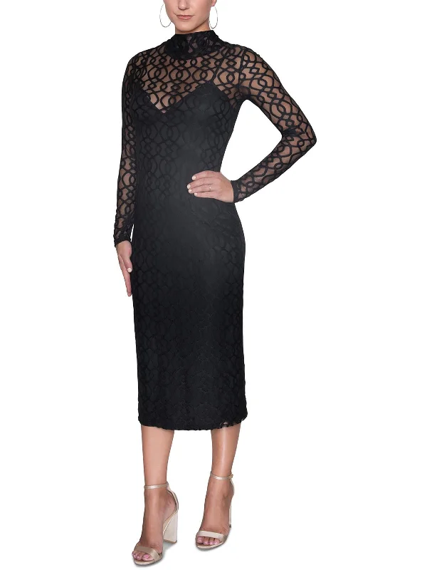 Womens Lace Embroidered Sheath Dress