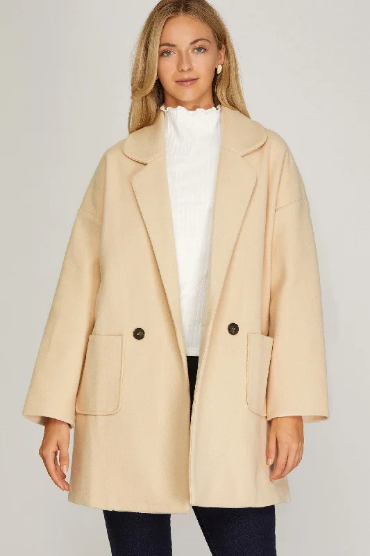 Oversized Double Button Half Length Coat