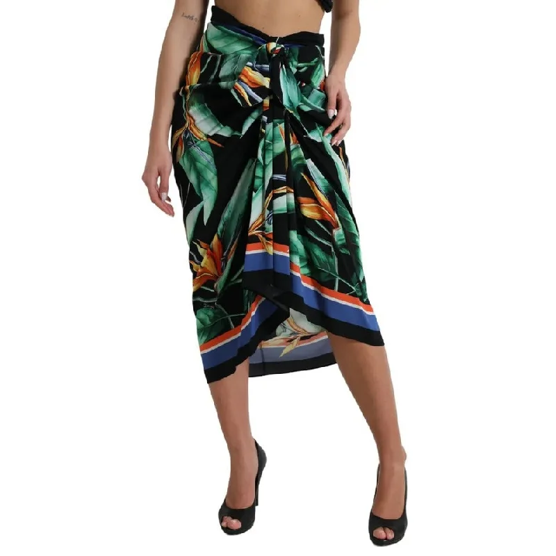 Dolce & Gabbana  Strelitzia High Waist Wrap Midi Women's Skirt (Pre-Owned)