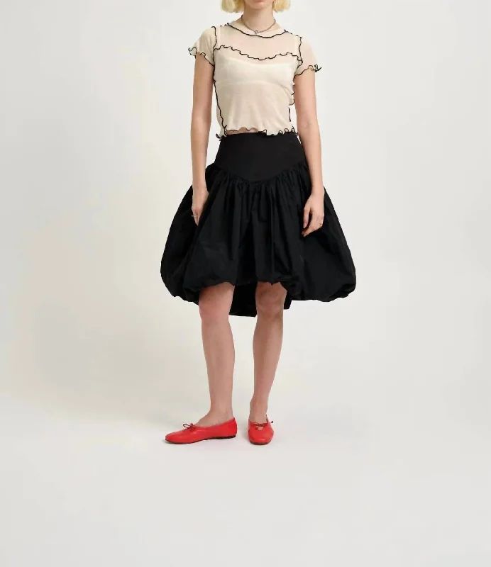 Emmie Bubble Skirt In Black Taffeta