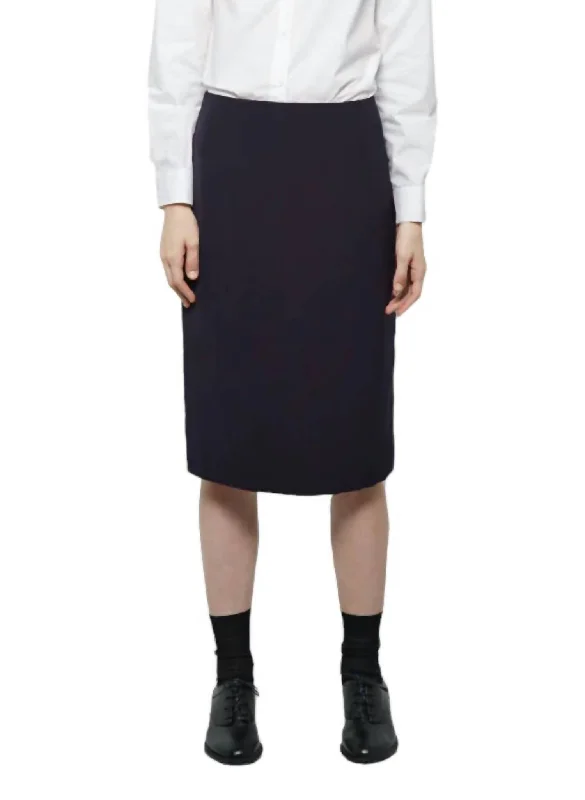 Knee Length Pencil Skirt In Blue