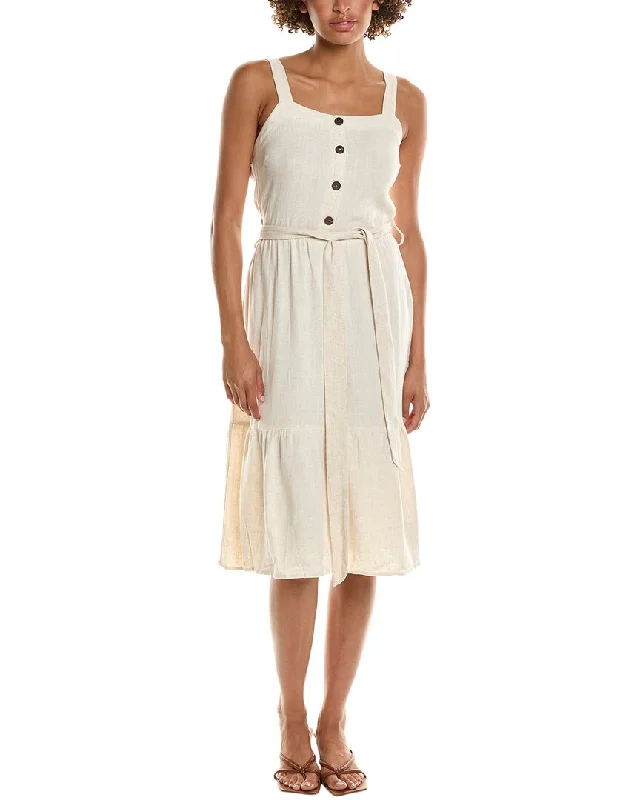 LUXE ALWAYS Linen-Blend A-Line Dress