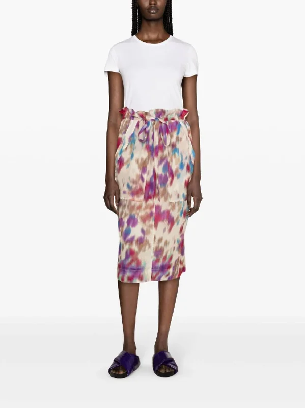 Noali Midi Skirt In Beige/raspberry