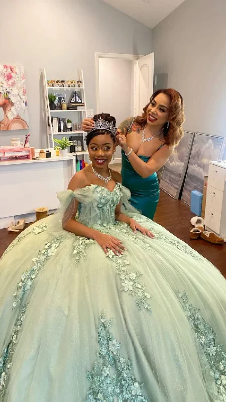 Sage Green Sweet 16 Quinceanera Dress Ball Gown Birthday Party Dress, DP3632