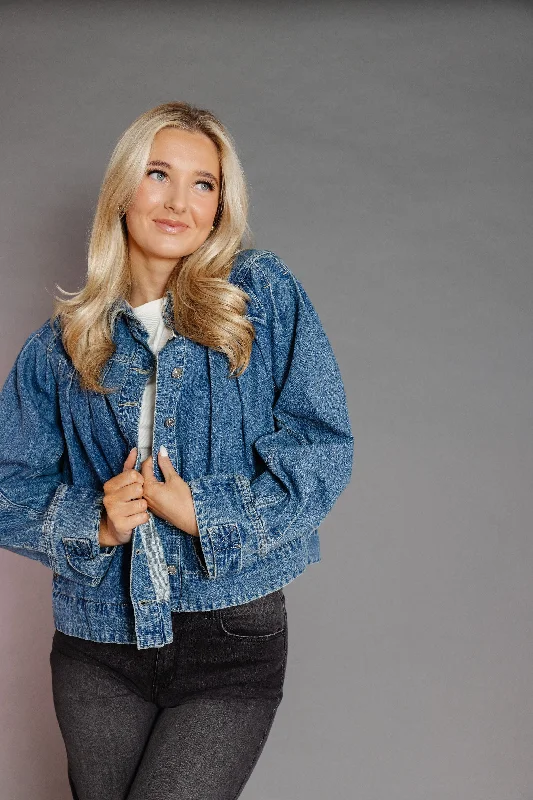 Daphne Pleated Denim Jacket